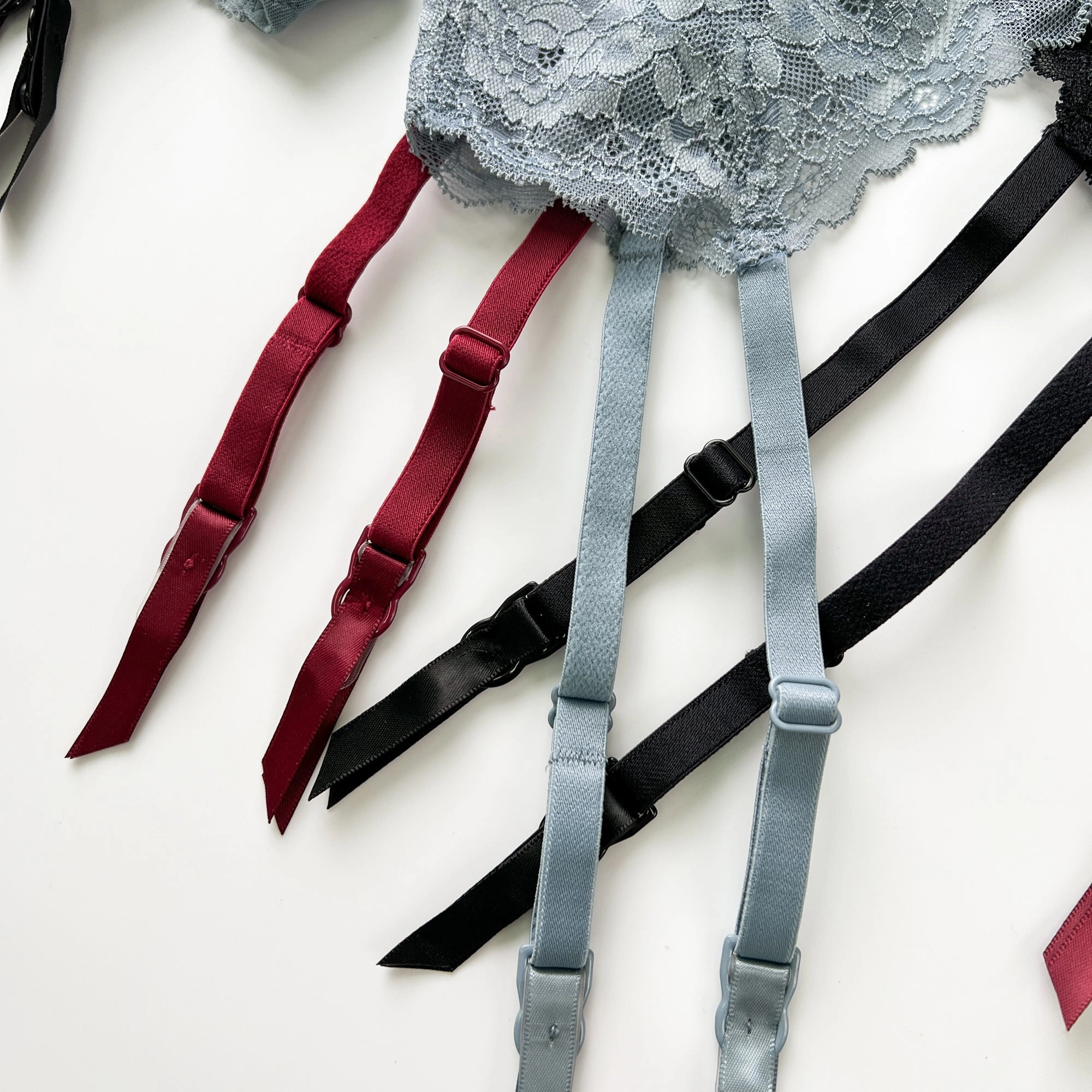 Red Floral Lace Trim Garter Belt Lingerie