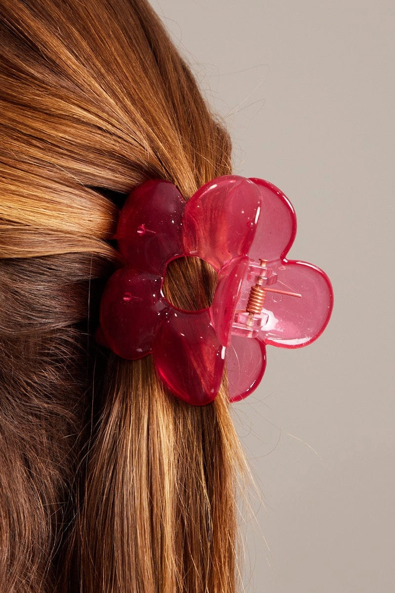Red Flower Claw Clip