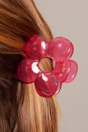 Red Flower Claw Clip