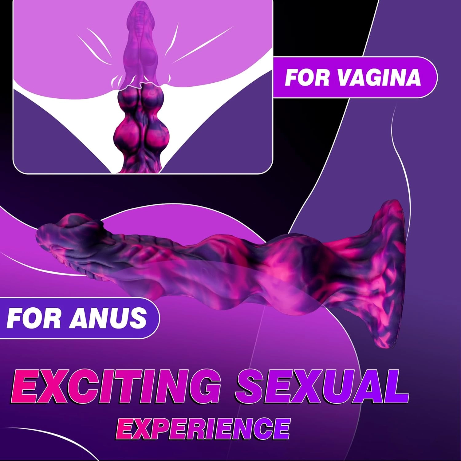 Rising 9.6 Huge Fantasy Horse Monster Dildo with 3 Knots -Laphwing