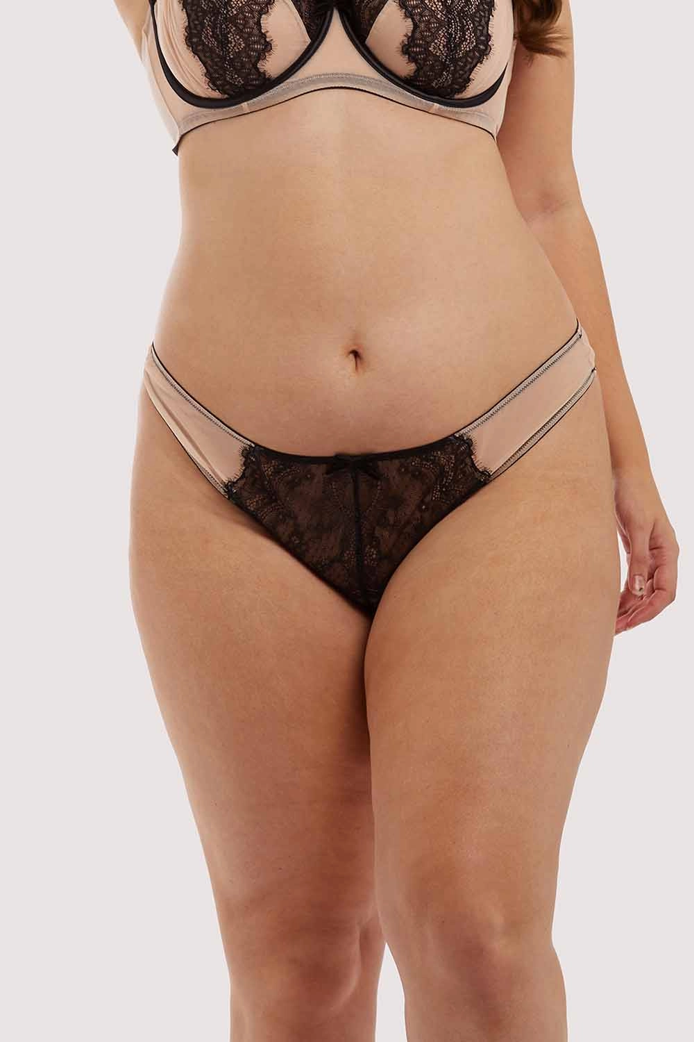 Rosalyn black and Blush Lace Thong