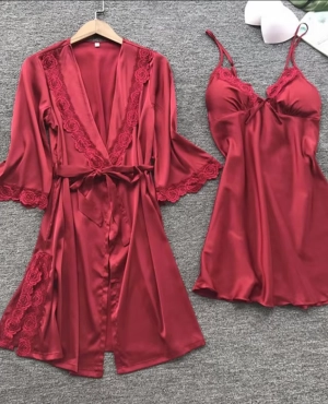 Satin Chemis & Robe Set