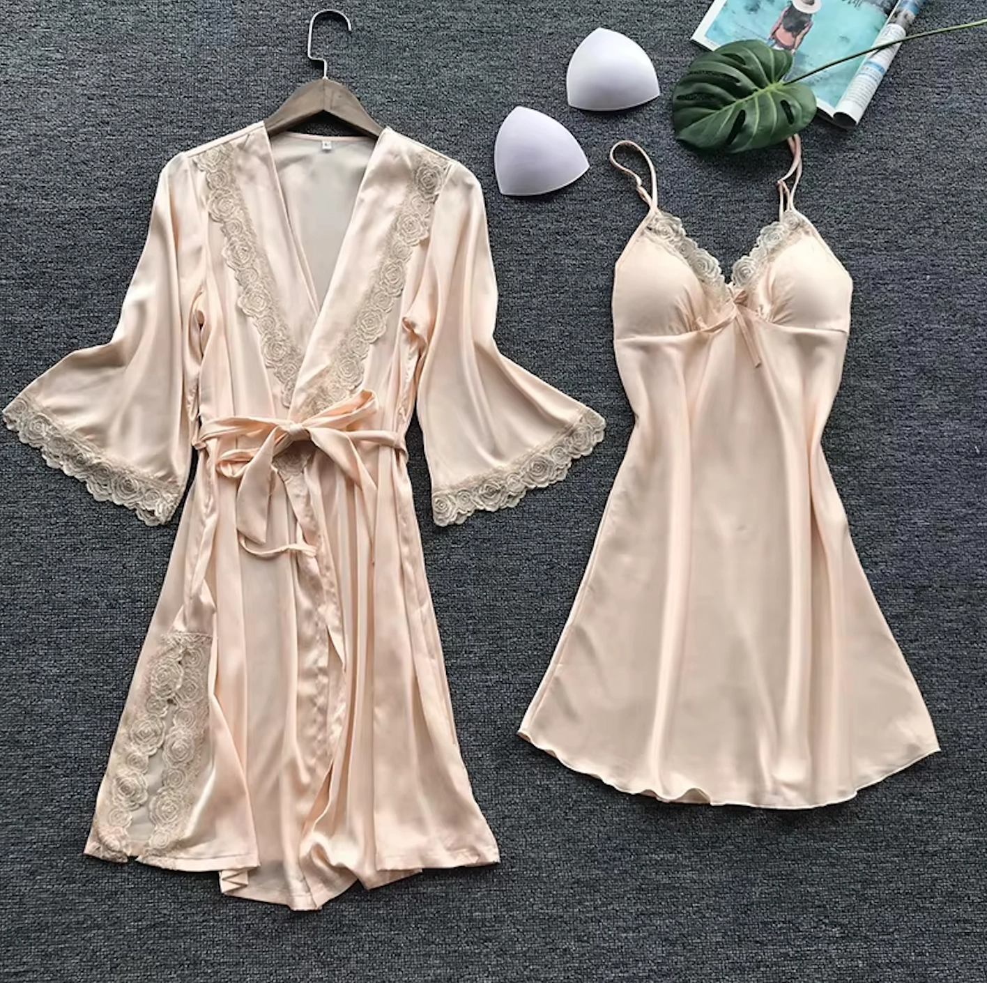 Satin Chemis & Robe Set