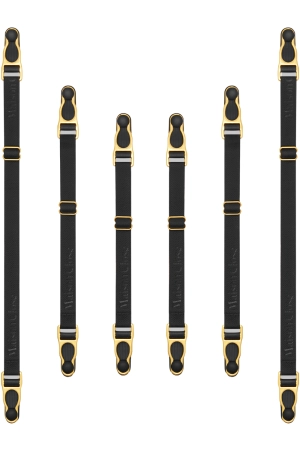 Set of 6 Suspender Straps in Black/Gold