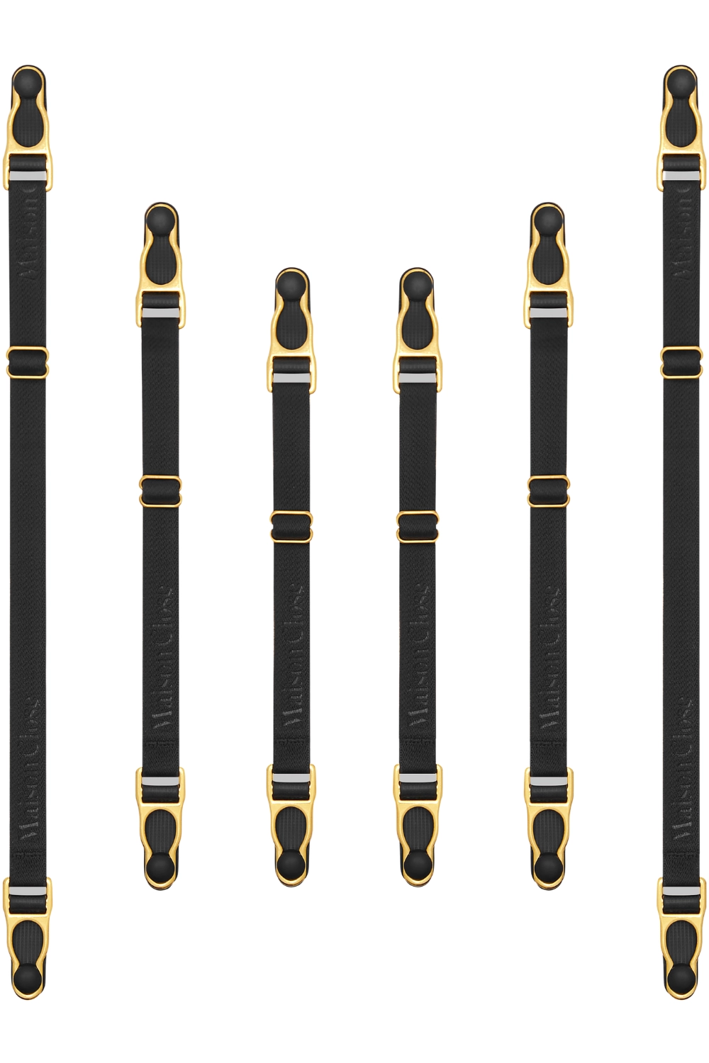 Set of 6 Suspender Straps in Black/Gold