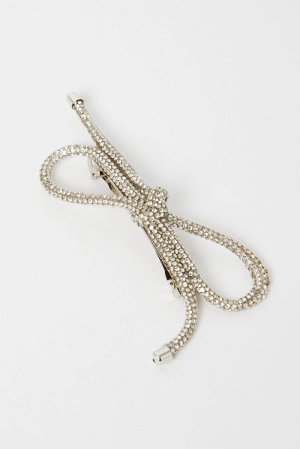 Silver Diamonte Bow Hair Clip