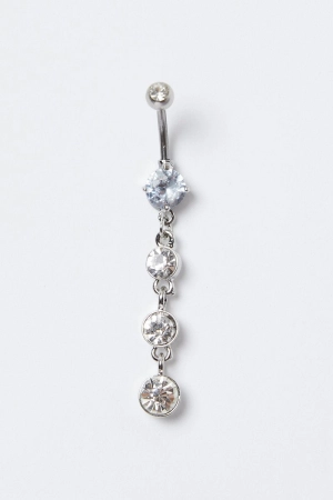 Silver Rhinestones Belly Ring