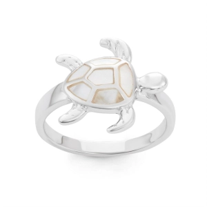 Sterling Silver White MOP Turtle Ring - W-1502