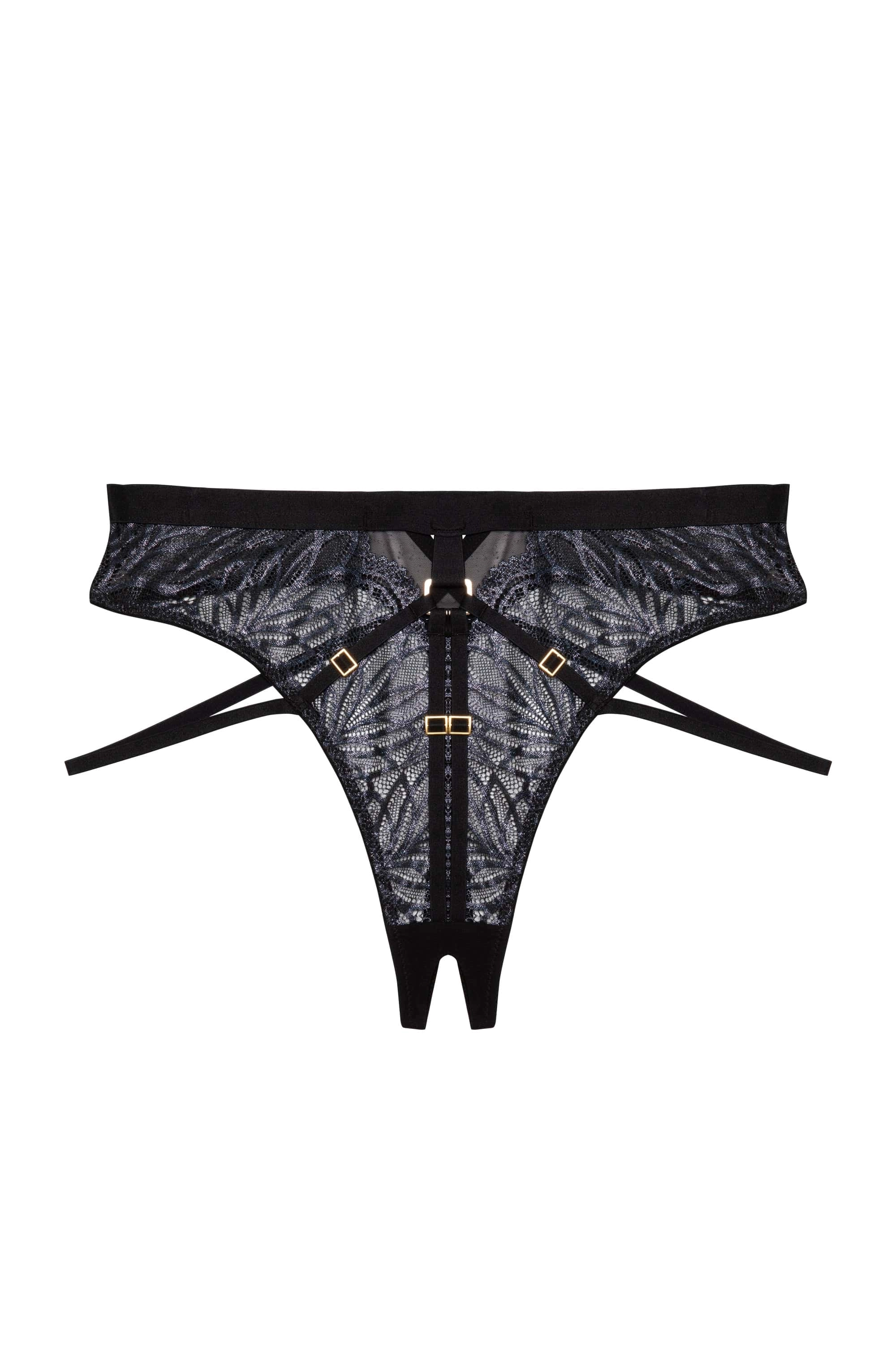 Tabitha Black Wet-Look Lace Set