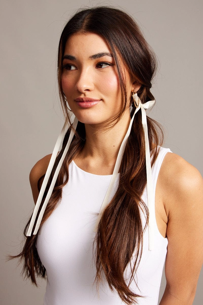White 2 Pack Mini Bow Claw Clips