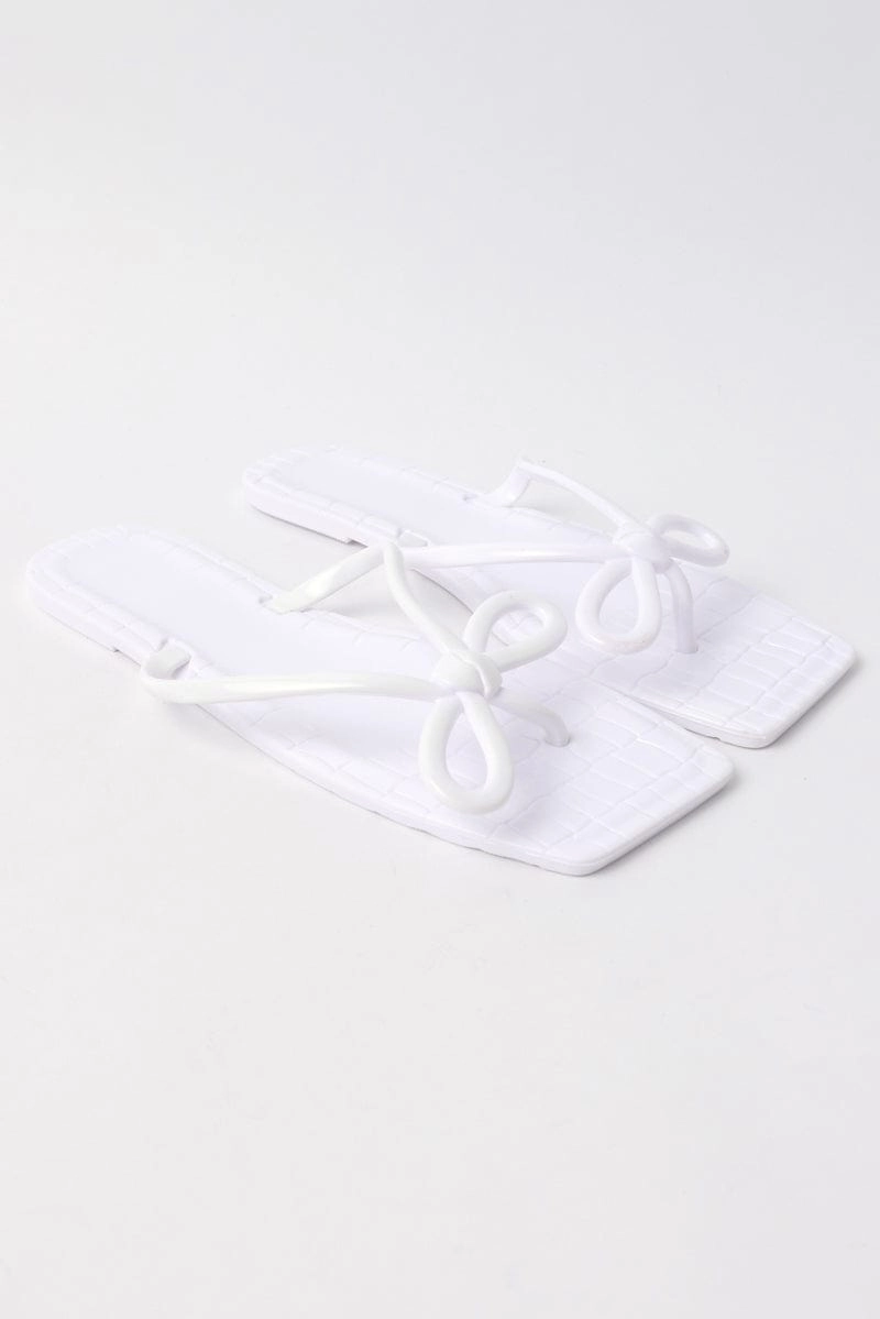 White Bow Decor Slippers