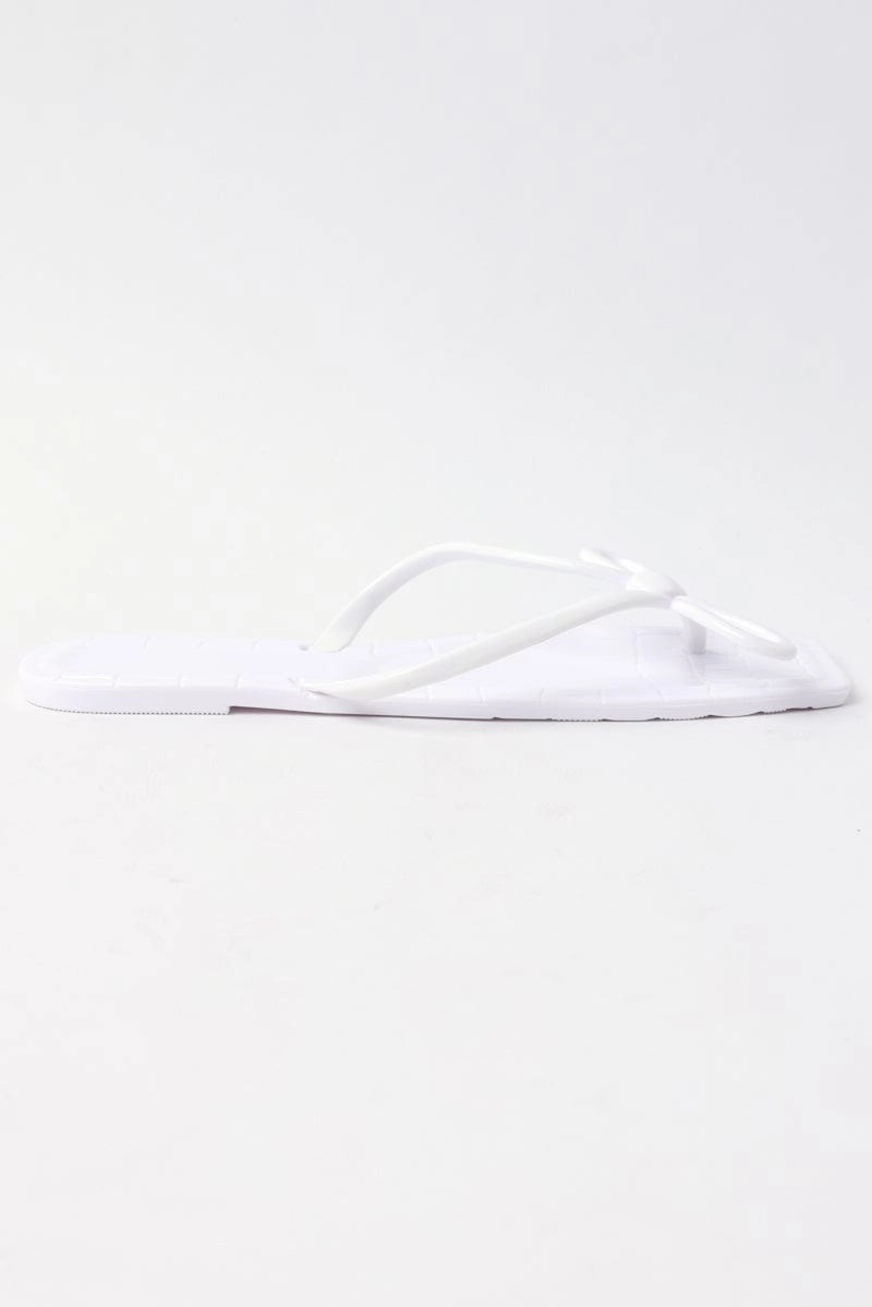White Bow Decor Slippers