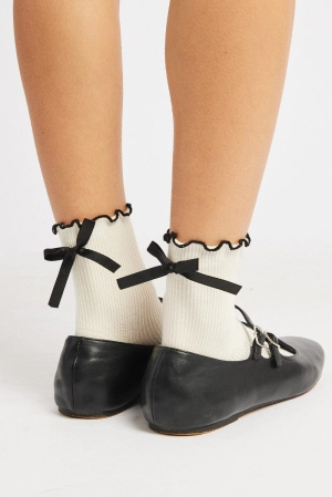White Frill Socks with Bow