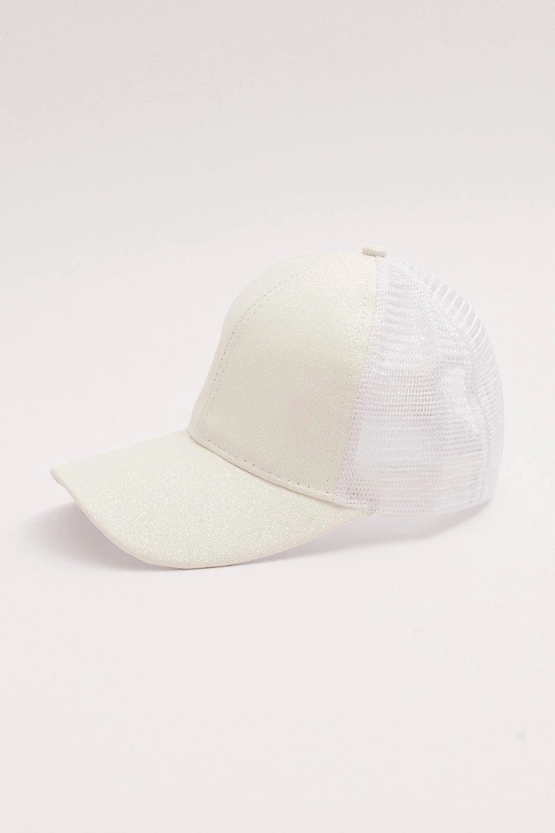 White Glitter Trucker Cap