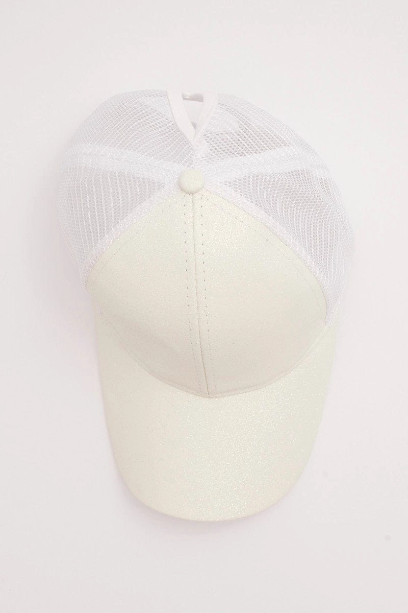 White Glitter Trucker Cap