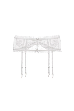 White Guipure 3D Lace Floral Garter Belt Lingerie