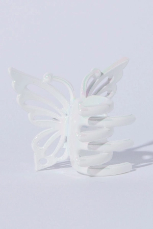 White Irredescent Butterfly Claw Clip