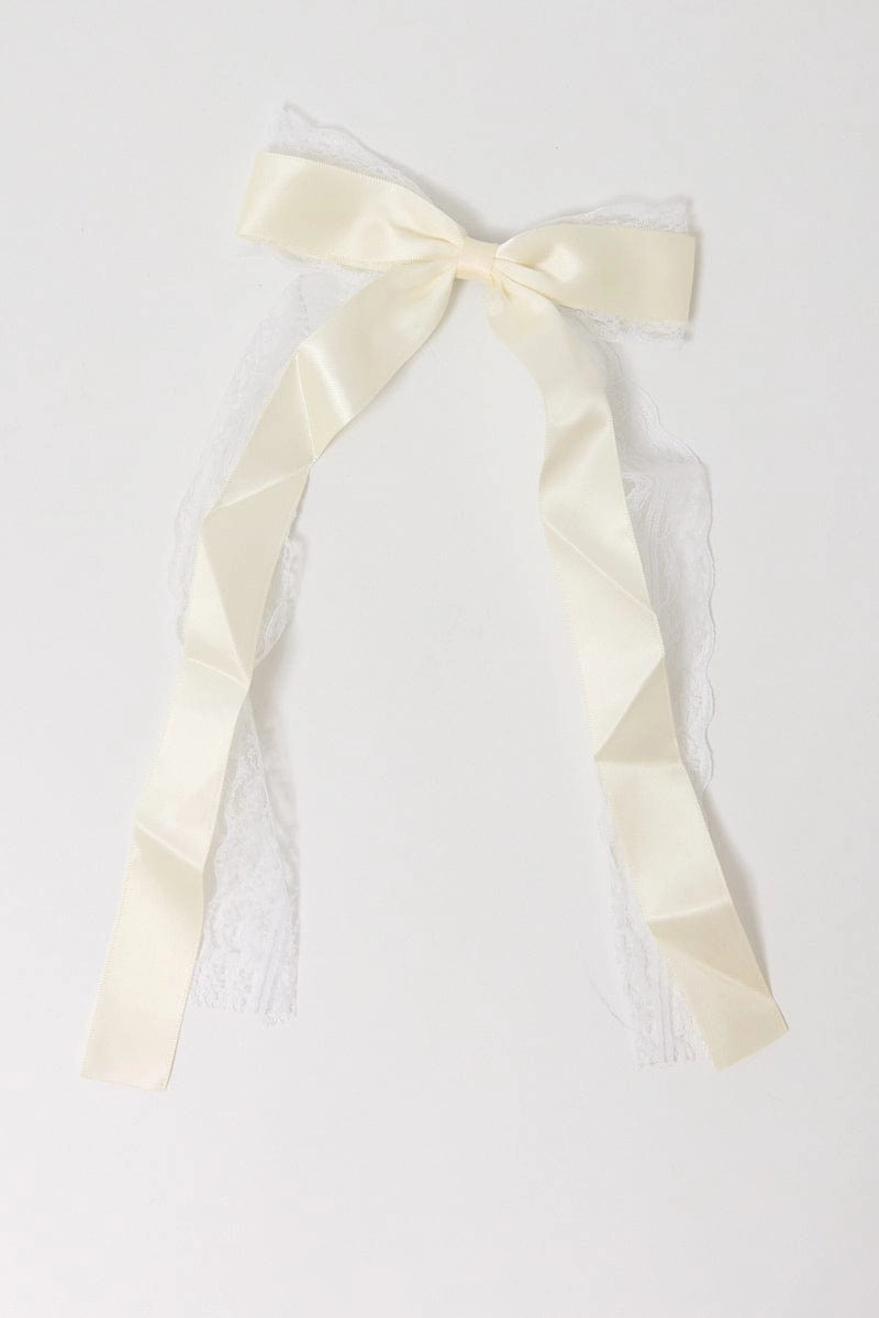 White Lace Bow Hair Clip