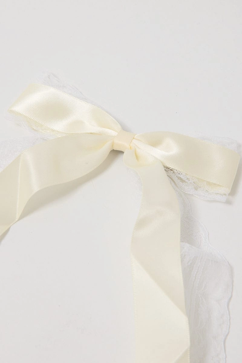 White Lace Bow Hair Clip
