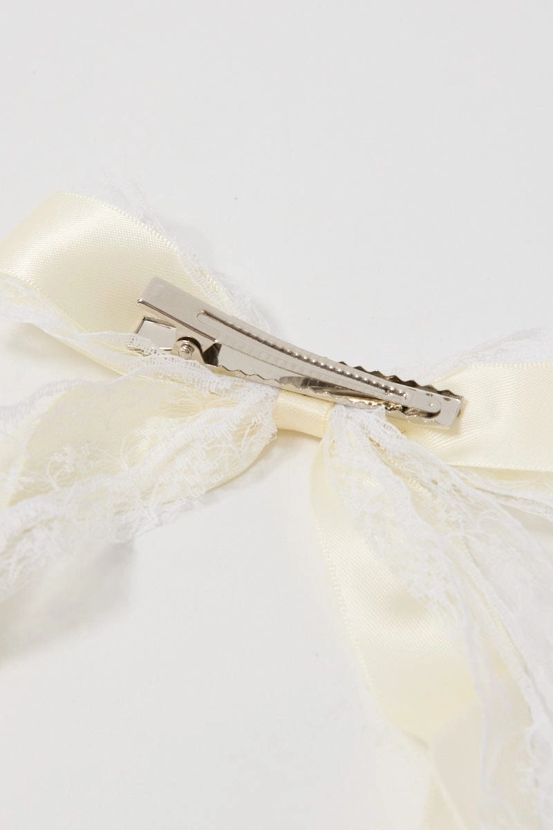 White Lace Bow Hair Clip