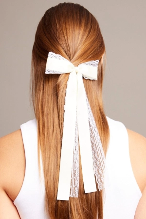 White Lace Bow Hair Clip