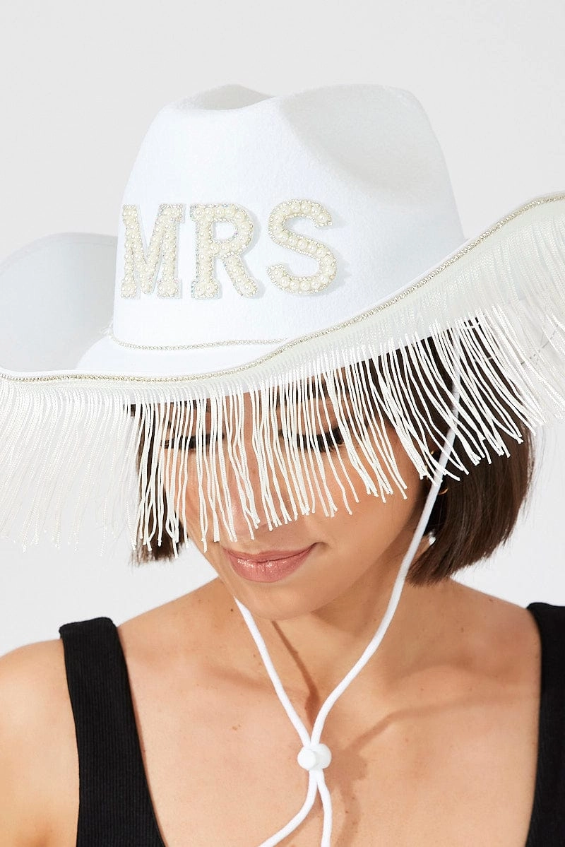 White MRS Hat With Tassel
