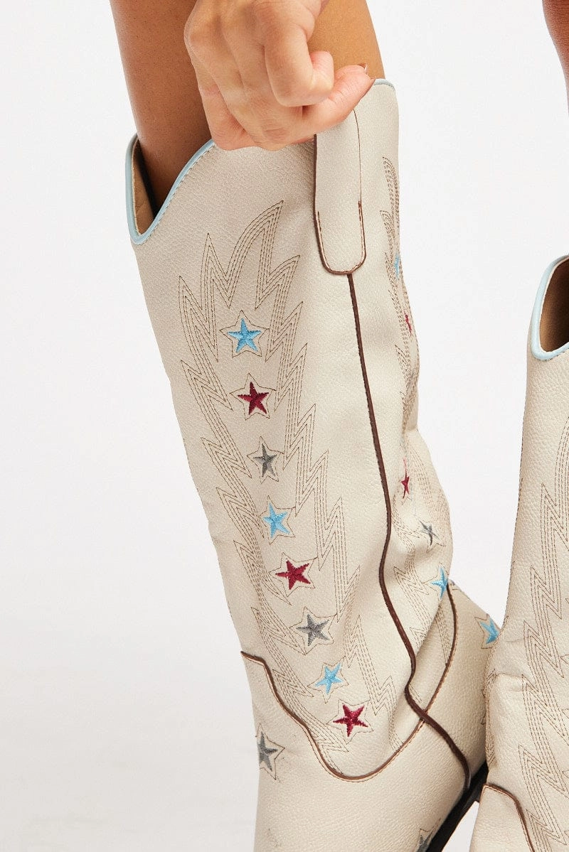 White Star Decor Cowboy Boots